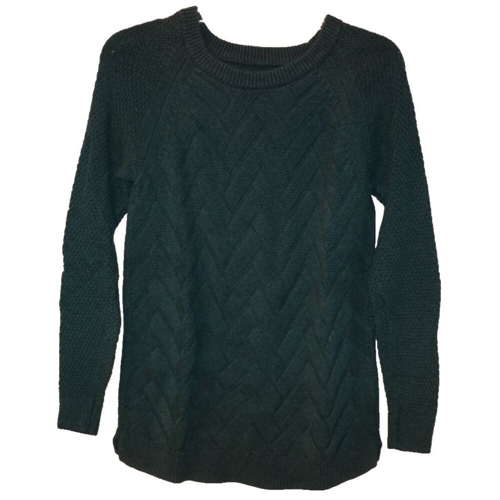 Sonoma Goods for Life Dark Teal Green Chevron Pattern Tunic Sweater Size Small